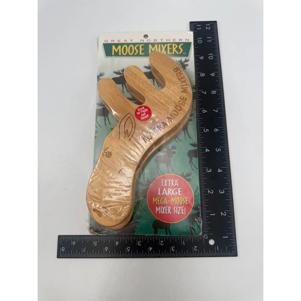 Great Northern Moose Mixers Alaska Wooden Salad Pasta Servers Extra Large New